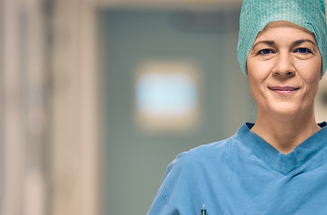 Female doctor in a hospital corridor